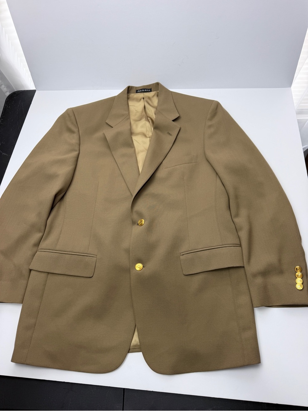 Wimbledon Mens Blazer Tan Gold Button Sport Coat Dillard’s Tennis Jacket 46R